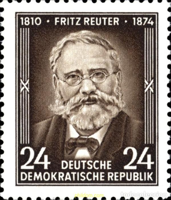 Sellos: 150465 MNH ALEMANIA DEMOCRATICA 1954 80 ANIVERSARIO DE LA MUERTE DE FRITZ REUTER
