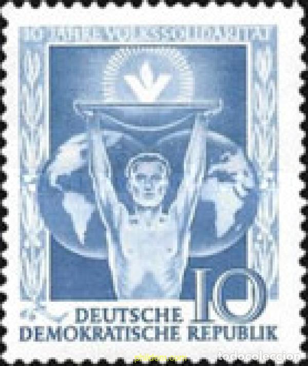 Sellos: 150481 MNH ALEMANIA DEMOCRATICA 1955 10 ANIVERSARIO DE LA ORGANIZACION DE SOLIDARIDAD POPULAR