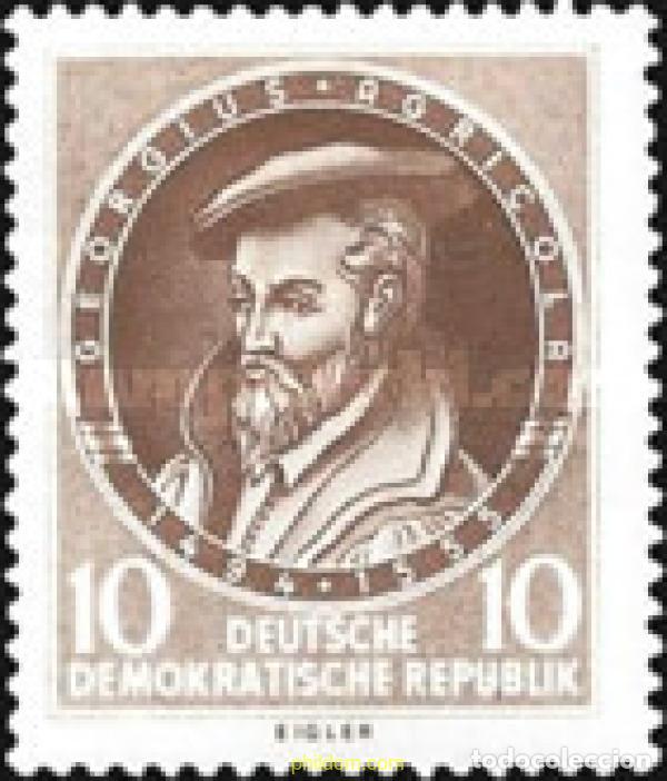 Sellos: 150484 MNH ALEMANIA DEMOCRATICA 1955 4 CENTENARIO DE LA MUERTE DE GEORGIUS AGRICOLA