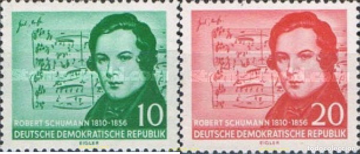 Selos: 150495 MNH ALEMANIA DEMOCRATICA 1956 CENTENARIO DE LA MUERTE DE ROBERT SCHUMANN