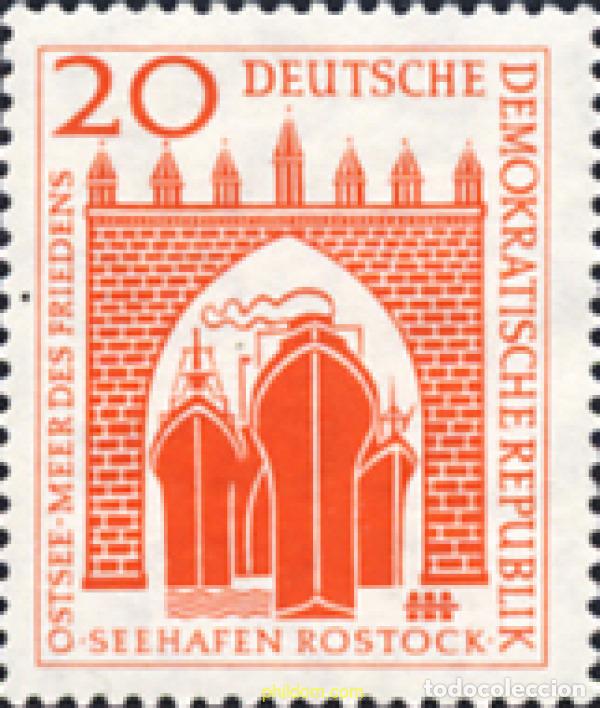 Sellos: 629052 MNH ALEMANIA DEMOCRATICA 1958 RECONSTRUCCION DEL PUERTO DE ROSTOCK