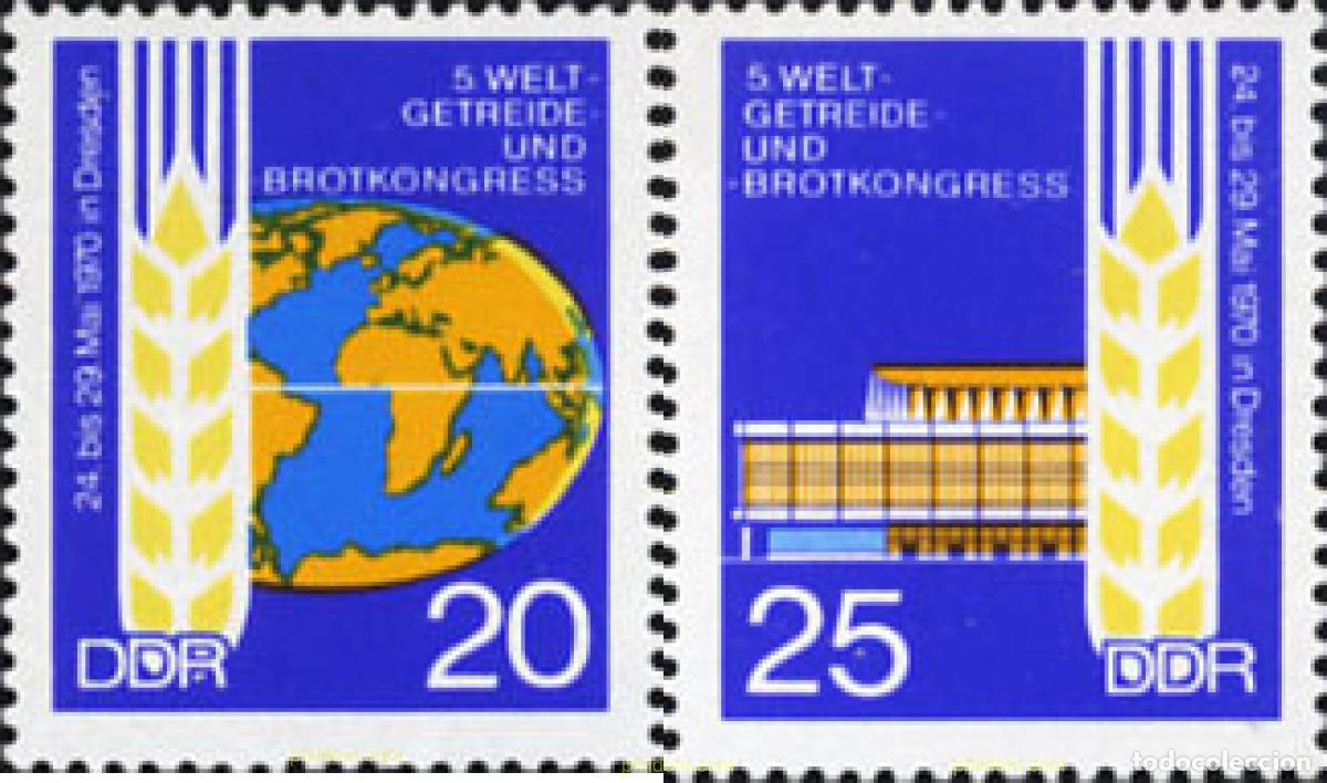 Sellos: 144633 MNH ALEMANIA DEMOCRATICA 1970 5 CONGRESO MUNDIAL DEL CEREAL Y EL PAN EN DRESDE