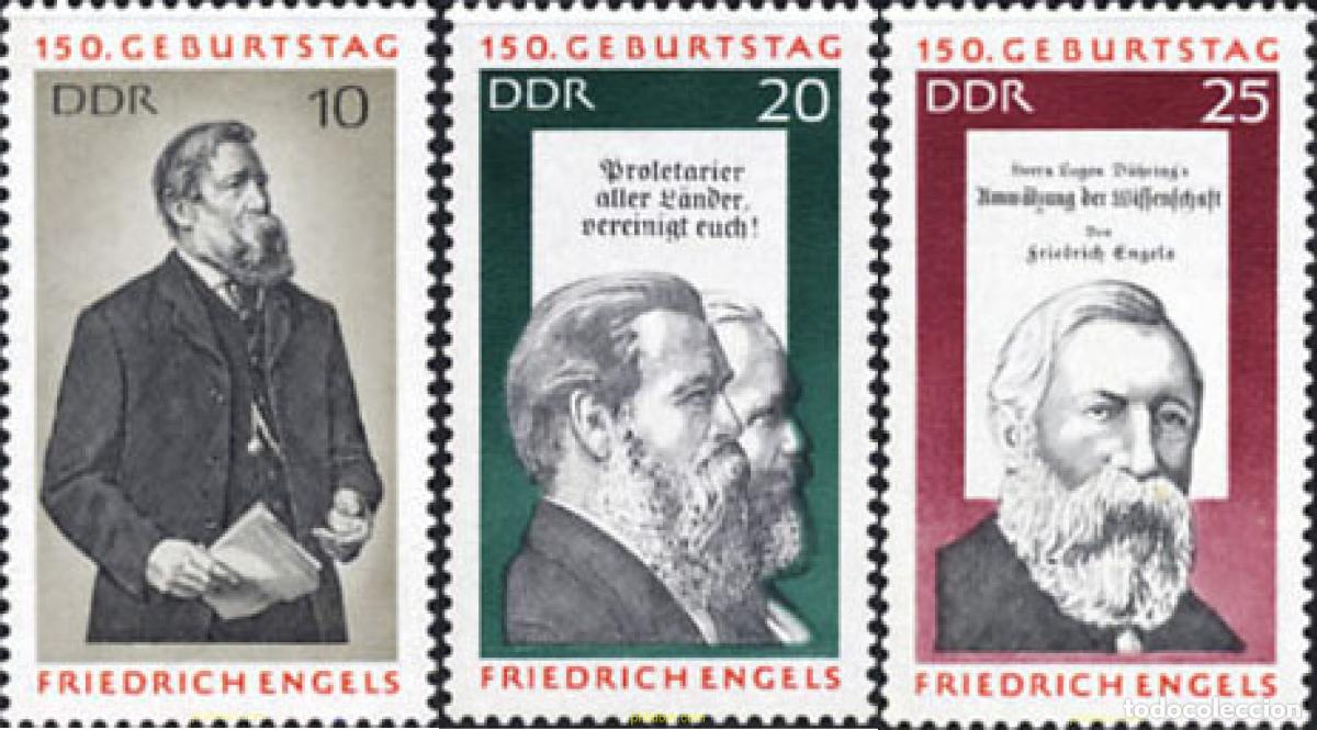 Francobolli: 150701 MNH ALEMANIA DEMOCRATICA 1970 150 ANIVERSARIO DEL NACIMIENTO DE FRIEDRICH ENGELS