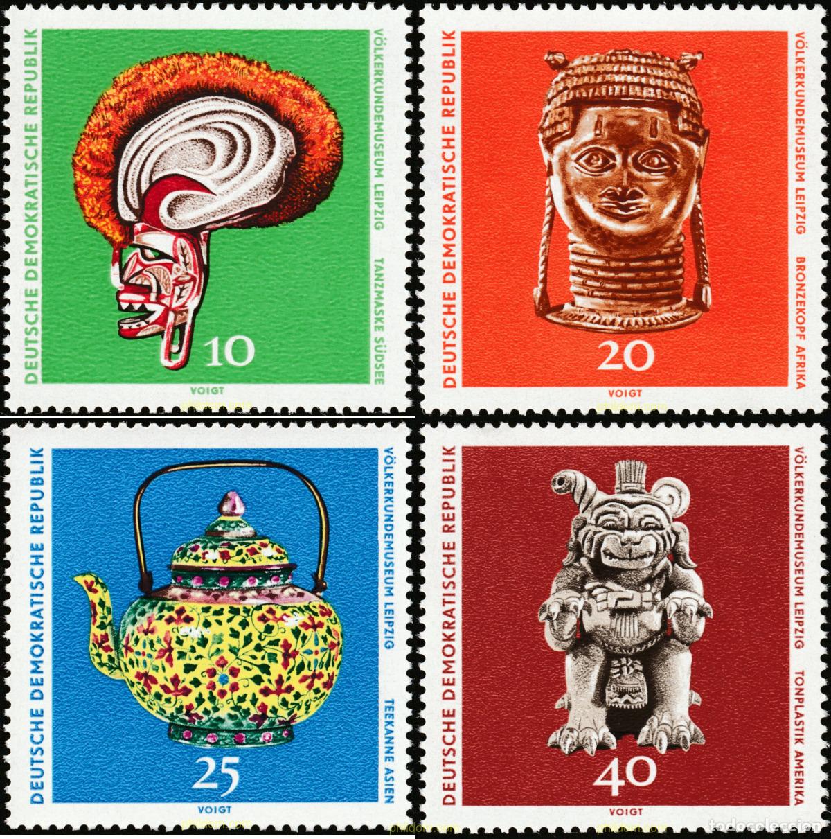 Stamps: 150702 MNH ALEMANIA DEMOCRATICA 1971 OBJETOS DE ARTE DEL MUSEO ETNOLOGICO DE LEIPZIG