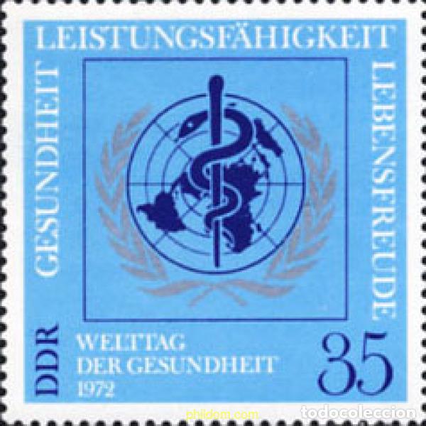 Sellos: 150727 MNH ALEMANIA DEMOCRATICA 1972 DIA MUNDIAL DE LA SALUD