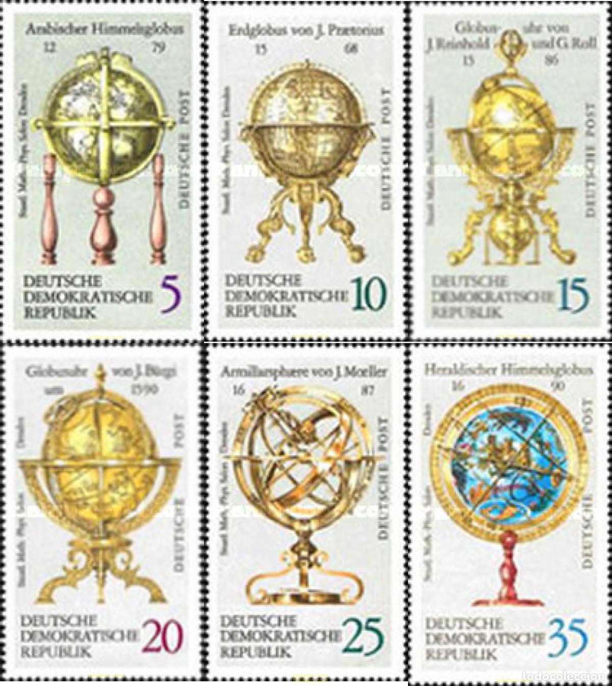 Sellos: 150735 MNH ALEMANIA DEMOCRATICA 1972 GLOBOS TERRESTRES Y CELESTES