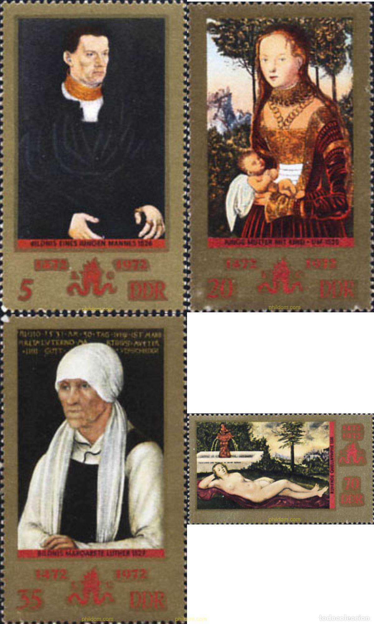 Sellos: 150730 MNH ALEMANIA DEMOCRATICA 1972 500 ANIVERSARIO DEL NACIMIENTO DE LUCAS CRANACH