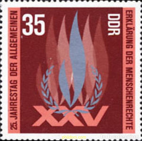 Sellos: 150756 MNH ALEMANIA DEMOCRATICA 1973 25 ANIVERSARIO DE LA DECLARACION UNIVERSAL DE LOS DERECHOS HUM