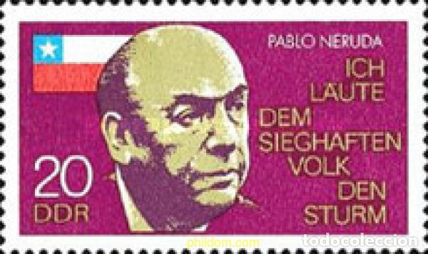 Sellos: 150760 MNH ALEMANIA DEMOCRATICA 1974 ANIVERSARIO DE LA MUERTE DE PABLO NERUDA