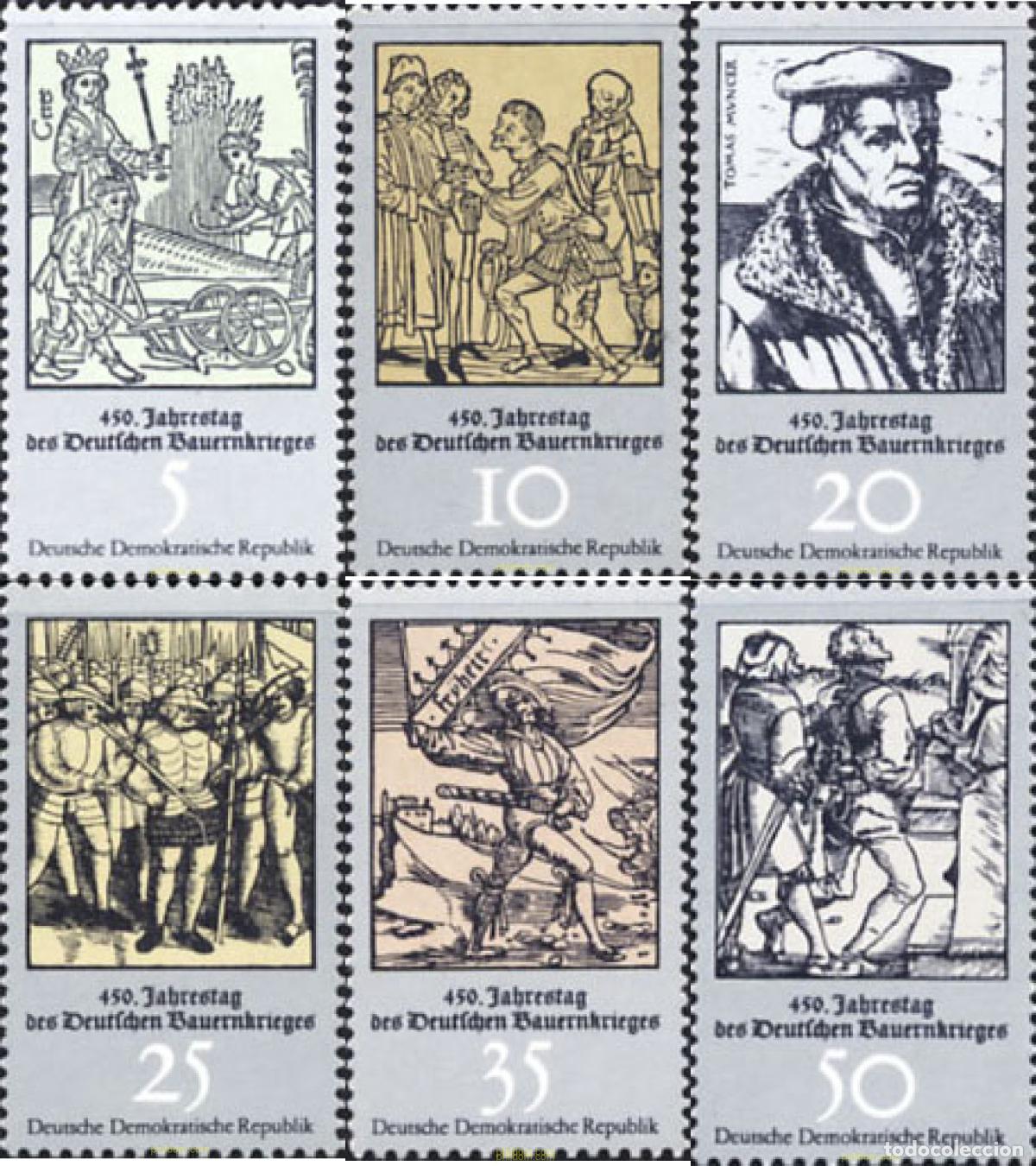 Sellos: 144726 MNH ALEMANIA DEMOCRATICA 1975 450 ANIVERSARIO DE LA REVOLUCION DE LOS CAMPSEINOS ALEMANES