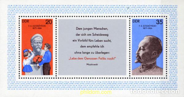 Sellos: 151020 MNH ALEMANIA DEMOCRATICA 1977 CENTENARIO DEL NACIMIENTO DE FELIKS DSERSCHINSKIJ