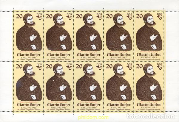 Sellos: 144861 MNH ALEMANIA DEMOCRATICA 1982 500 ANIVERSARIO DEL NACIMIENTO DEL TEOLOGO MARTIN LUTHER