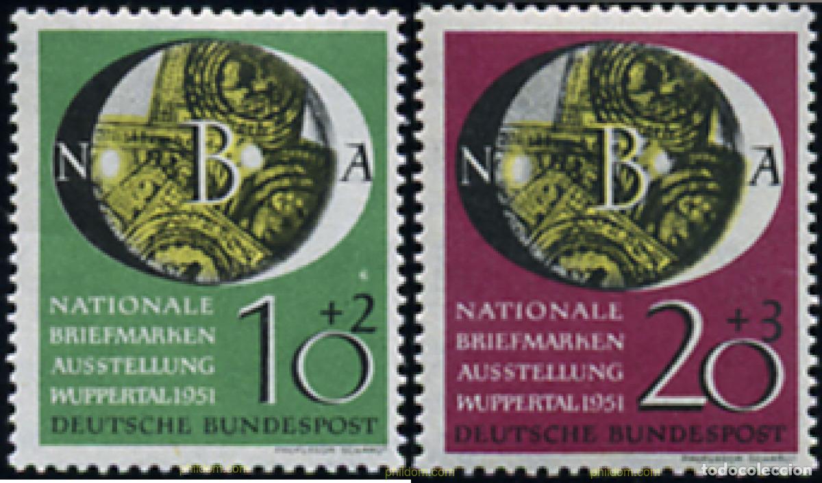 Sellos: 678687 HINGED ALEMANIA FEDERAL 1951 EXPOSICION FILATELICA NACIONAL DE WUPPERTAL