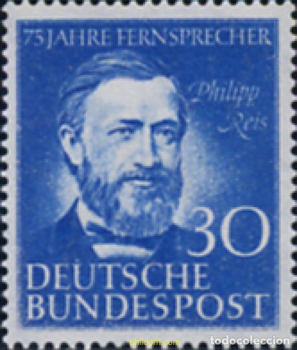 Sellos: 150003 MNH ALEMANIA FEDERAL 1952 75 ANIVERSARIO DEL TELEFONO EN ALEMANIA