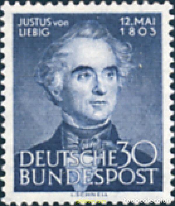 Sellos: 202993 HINGED ALEMANIA FEDERAL 1953 150 ANIVERSARIO DEL NACIMIENTO DEL QUIMICO JUSTUS VON LIEBIG