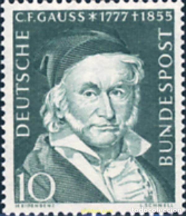 Sellos: 150015 MNH ALEMANIA FEDERAL 1955 CENTENARIO DE LA MUERTE DE CARL FRIEDRICH GAUSS