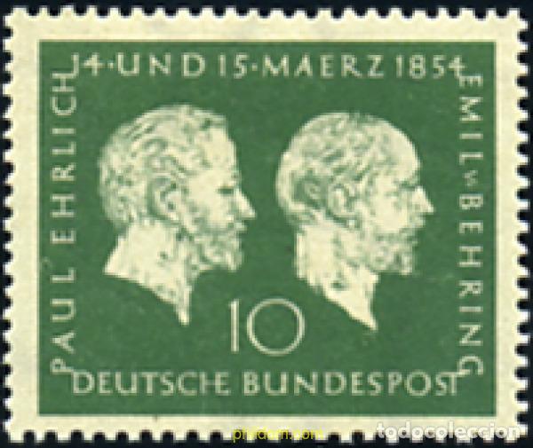Selos: 150011 MNH ALEMANIA FEDERAL 1954 CENTENARIO DEL NACIMIENTO DE LOS PROFESORES PAUL EHRLICH Y EMIL VO
