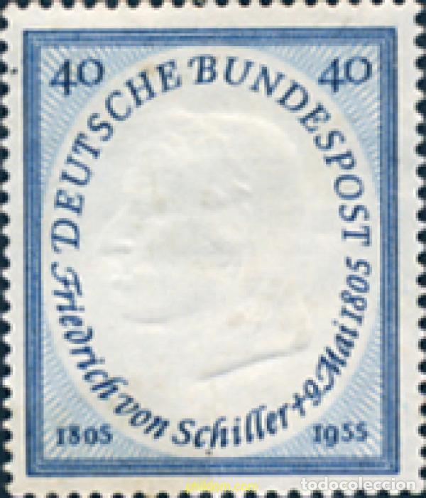 Francobolli: 150018 MNH ALEMANIA FEDERAL 1955 150 ANIVERSARIO DE LA MUERTE DEL POETA FRIEDRICH VON SCHILLER