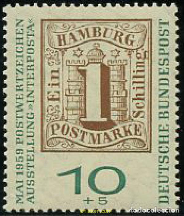 Sellos: 199670 MNH ALEMANIA FEDERAL 1959 INTERPOSTA 1959. EXPOSICION FILATELICA INTERNACIONAL DE HAMBURGO