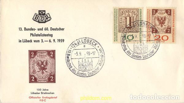 Sellos: 447441 MNH ALEMANIA FEDERAL 1959 INTERPOSTA 1959. EXPOSICION FILATELICA INTERNACIONAL DE HAMBURGO