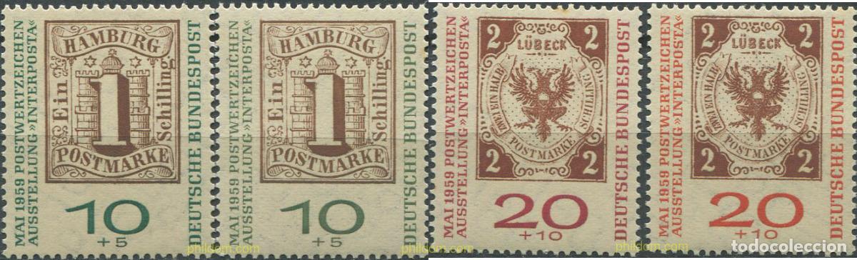 Sellos: 678689 MNH ALEMANIA FEDERAL 1959 INTERPOSTA 1959. EXPOSICION FILATELICA INTERNACIONAL DE HAMBURGO