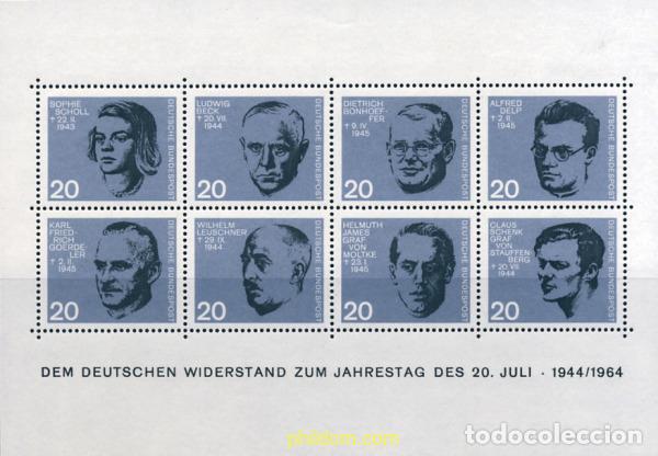 Sellos: 145222 MNH ALEMANIA FEDERAL 1964 20 ANIVERSARIO DEL ATENTADO DEL 20 DE JULIO