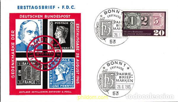 Sellos: 447485 MNH ALEMANIA FEDERAL 1965 125 ANIVERSARIO DEL SELLO