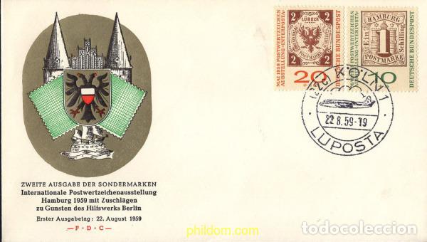 Sellos: 680767 MNH ALEMANIA FEDERAL 1959 INTERPOSTA 1959. EXPOSICION FILATELICA INTERNACIONAL DE HAMBURGO