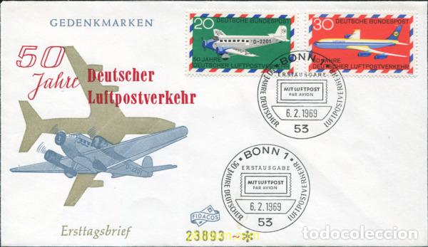 Sellos: 447514 MNH ALEMANIA FEDERAL 1969 50 ANIVERSARIO DEL SERVICIO POSTAL AEREO