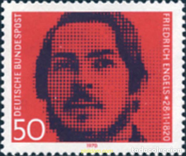 Sellos: 150167 MNH ALEMANIA FEDERAL 1970 150 ANIVERSARIO DEL NACIMIENTO DE FRIEDRICH ENGELS