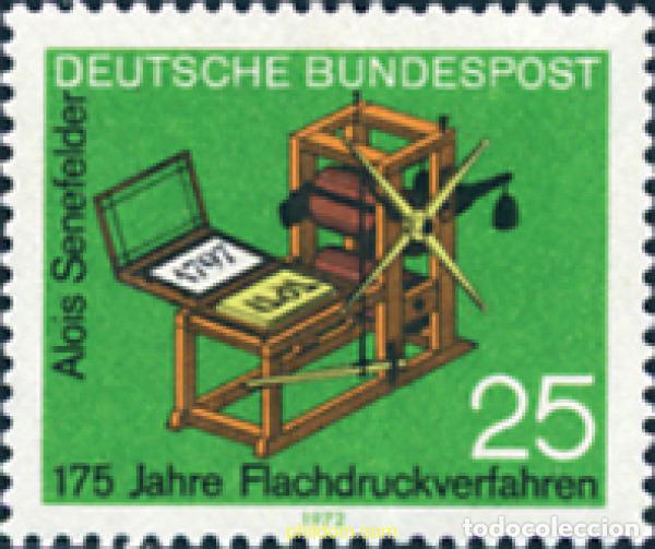 Sellos: 150185 MNH ALEMANIA FEDERAL 1972 175 ANIVERSARIO DE LA INVENCION DE LA IMPRESION PLANOGRAFICA