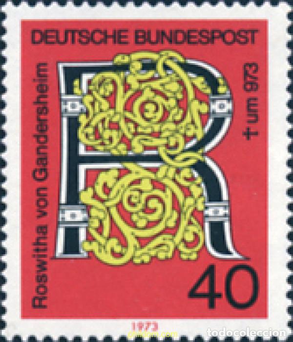 Sellos: 150200 MNH ALEMANIA FEDERAL 1973 MILENARIO DE LA OBRA LITERARIA DE ROSWITHA VON GANDERSHEIM