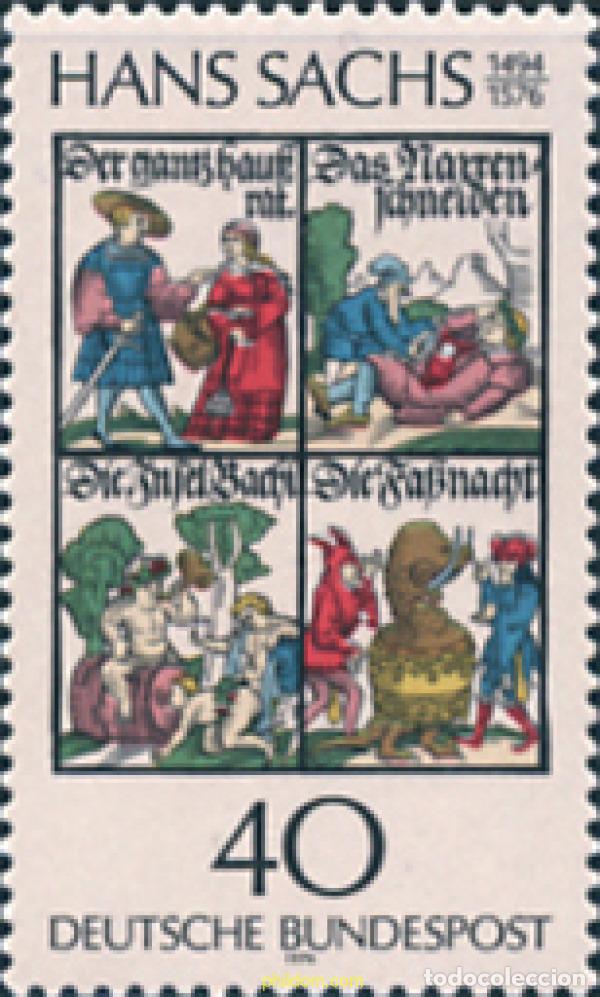 Sellos: 150241 MNH ALEMANIA FEDERAL 1976 4 CENTENARIO DE LA MUERTE DEL POETA Y COMPOSITOR HANS SACHS