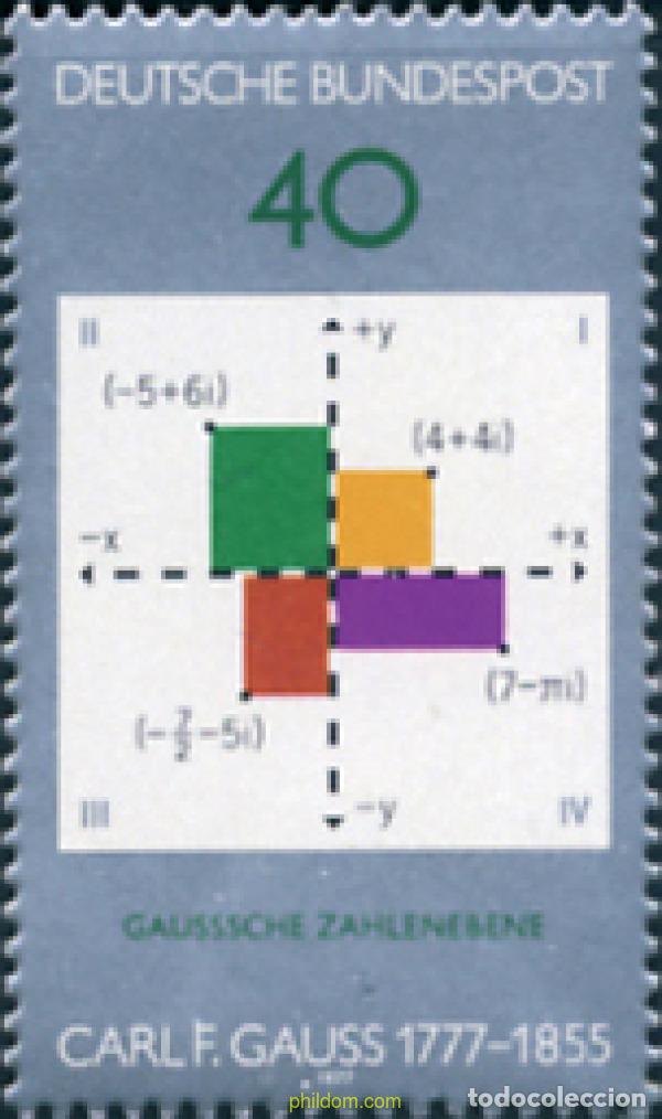Sellos: 150256 MNH ALEMANIA FEDERAL 1977 BICENTENARIO DEL NACIMIENTO DEL MATEMATICO C. F. GAUSS