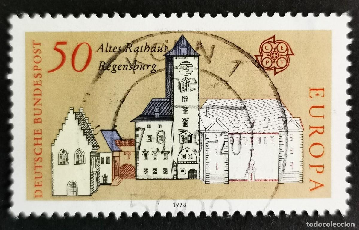 Sellos: Sello Alemania R. Federal 1978, Europa , Antiguo Ayuntamiento de Ratisbona, 50 Pf. Michel: DE 970
