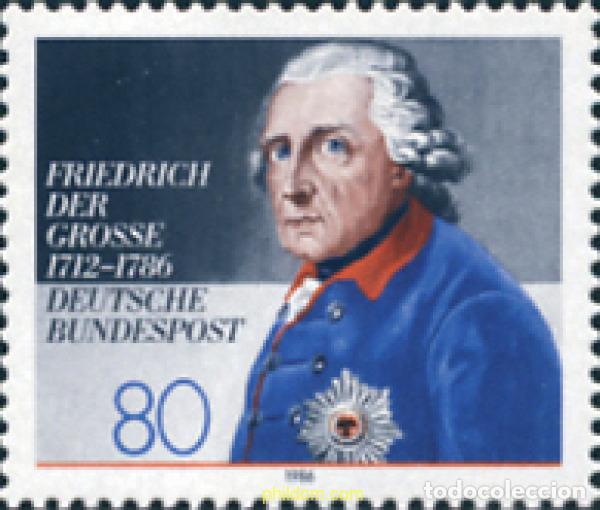 Sellos: 150313 MNH ALEMANIA FEDERAL 1986 BICENTENARIO DE LA MUERTE DE FREDERIC EL GRANDE, REY DE PRUSIA