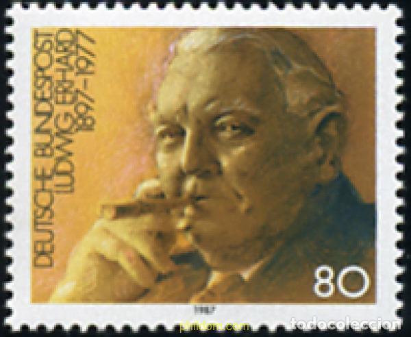 Sellos: 150321 MNH ALEMANIA FEDERAL 1987 90 ANIVERSARIO DEL NACIMIENTO DE LUDWIG ERHARD