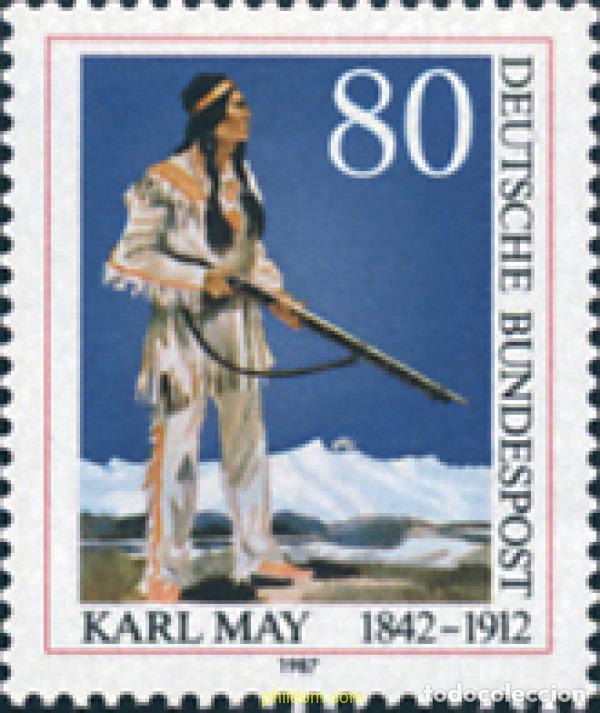 Sellos: 150325 MNH ALEMANIA FEDERAL 1987 75 ANIVERSARIO DE LA MUERTE DEL ESCRITOR KARL MAY