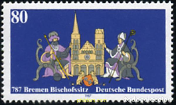 Sellos: 150333 MNH ALEMANIA FEDERAL 1987 1200 ANIVERSARIO DEL OBISPADO DE BREMEN