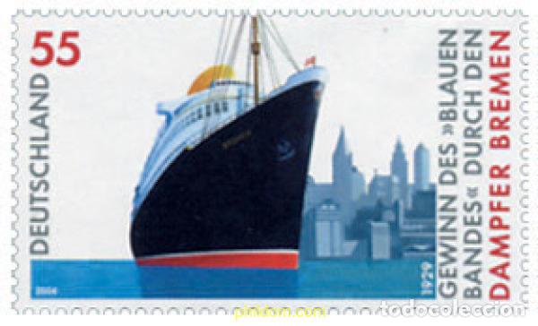 Sellos: 146231 MNH ALEMANIA FEDERAL 2004 75 ANIVERSARIO DEL RECORD DE LA TRAVESIA ATLANTICA DEL BUQUE BREME