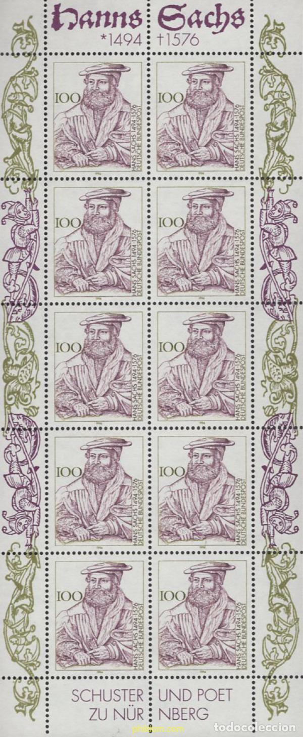 Sellos: 146312 MNH ALEMANIA FEDERAL 1994 500 ANIVERSARIO DEL NACIMIENTO DEL POETA HANS SACHS