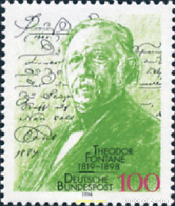 Sellos: 146315 MNH ALEMANIA FEDERAL 1994 175 ANIVERSARIO DEL NACIMIENTO DEL POETA THEODOR FONTANE