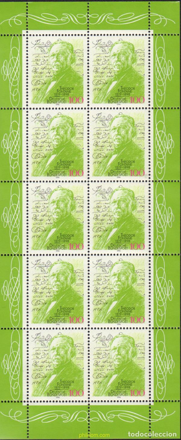 Sellos: 146316 MNH ALEMANIA FEDERAL 1994 175 ANIVERSARIO DEL NACIMIENTO DEL POETA THEODOR FONTANE