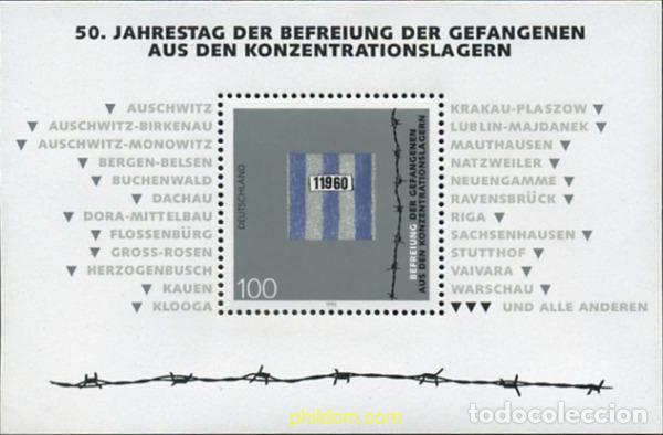 Sellos: 146406 MNH ALEMANIA FEDERAL 1995 50 ANIVERSARIO DE LA LIBERACION DE LOS PRISIONEROS DE LOS CAMPOS D