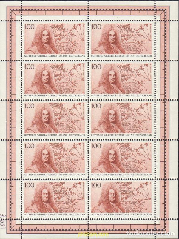 Selos: 146533 MNH ALEMANIA FEDERAL 1996 350 ANIVERSARIO DEL NACIMIENTO DE GOTTFRIED WILHELM LEIBNIZ