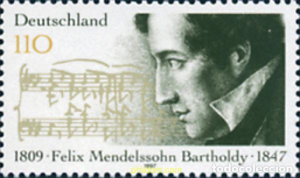 Sellos: 146669 MNH ALEMANIA FEDERAL 1997 150 ANIVERSARIO DE LA MUERTE DEL COMPOSITOR FELIX MENDELSSOHN BART