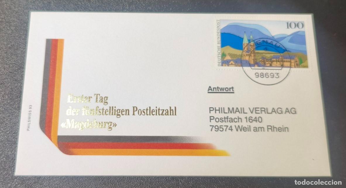 Sellos: Alemania tarjeta postal Primer d&iacute;a del c&oacute;digo postal de cinco d&iacute;gitos en Magdeburgo 1993 (SC)
