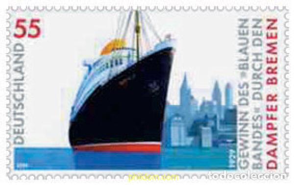 Sellos: 148355 MNH ALEMANIA FEDERAL 2004 75 ANIVERSARIO DEL RECORD DE LA TRAVESIA ATLANTICA DEL BUQUE BREME
