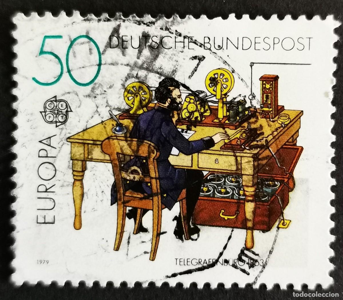 Sellos: Sello Alemania R. Federal 1979, Europa (C.E.P.T.) :Telegraph Office, 1863, 50 Pf. Michel: DE 1011