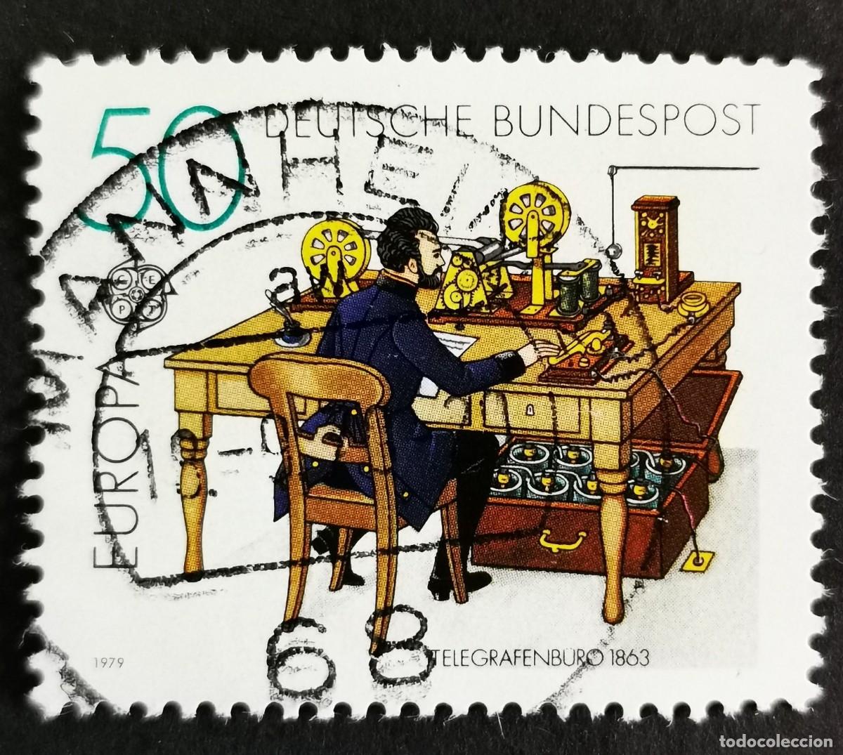 Sellos: Sello Alemania R. Federal 1979, Europa (C.E.P.T.) :Telegraph Office, 1863, 50 Pf. Michel: DE 1011